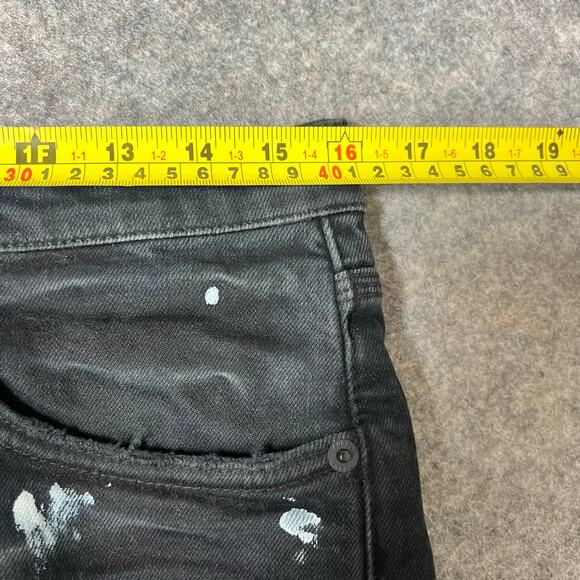 Purple Brand Men's Black Resin Knee Ripped Jean 3D Hand Painted Splatter Size 31 - Picture 13 of 13